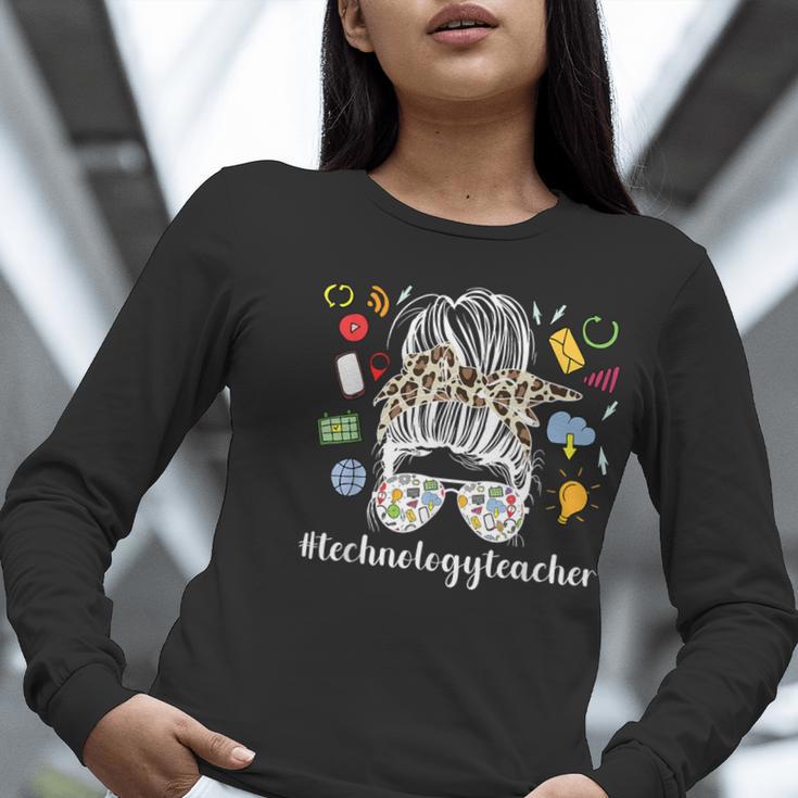 Technology Teacher Messy Bun Technology Teaching Women Long Sleeve T-Shirt, funny gift Technology Teacher Messy Bun Technology Teaching Women Long Sleeve T-Shirt, funny gift