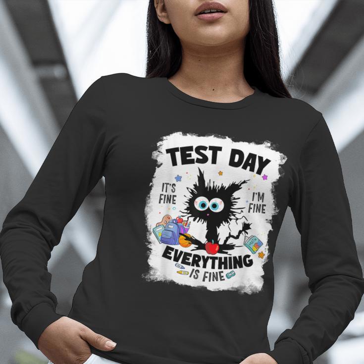 Test Day Stressed Cat Teacher Student Kids Testing Day Women Long Sleeve T-Shirt, funny gift Test Day Stressed Cat Teacher Student Kids Testing Day Women Long Sleeve T-Shirt, funny gift