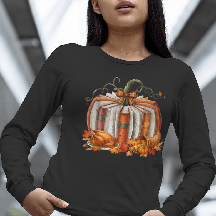 Thanksgiving Book Pumpkin Reading Teachers Fall Lovers Boys Women Long Sleeve T-Shirt, funny gift Thanksgiving Book Pumpkin Reading Teachers Fall Lovers Boys Women Long Sleeve T-Shirt, funny gift