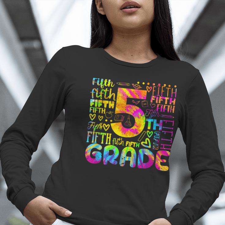 Tie Dye 5th Grade Typography Team Fifth Grade Teacher For Men Women Girls Kids Women Long Sleeve T-Shirt, funny gift
