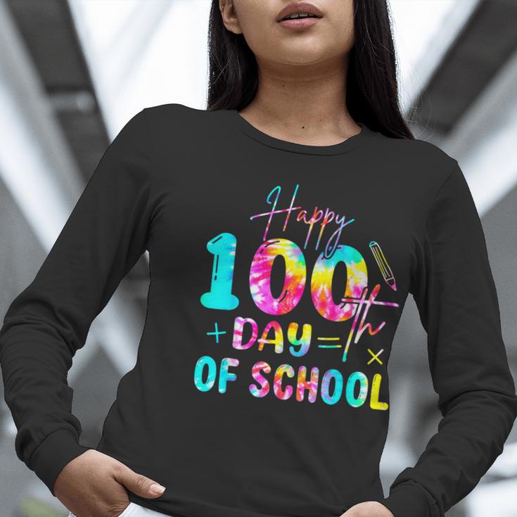 Tie Dye Happy 100th Day Of School Teacher Student 100 Days Women Long Sleeve T-Shirt, funny gift Tie Dye Happy 100th Day Of School Teacher Student 100 Days Women Long Sleeve T-Shirt, funny gift