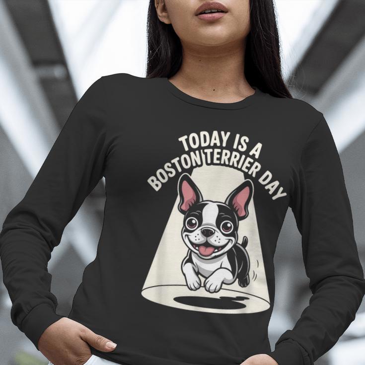 Today Is A Boston Terrier Day Cute Dog Lover Cartoon Women Long Sleeve T-Shirt, funny gift