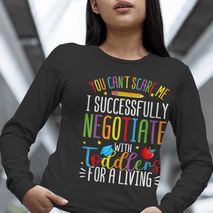 Toddler Negotiator Preschool Teacher Humor Babysitters Women Long Sleeve T-Shirt, funny gift