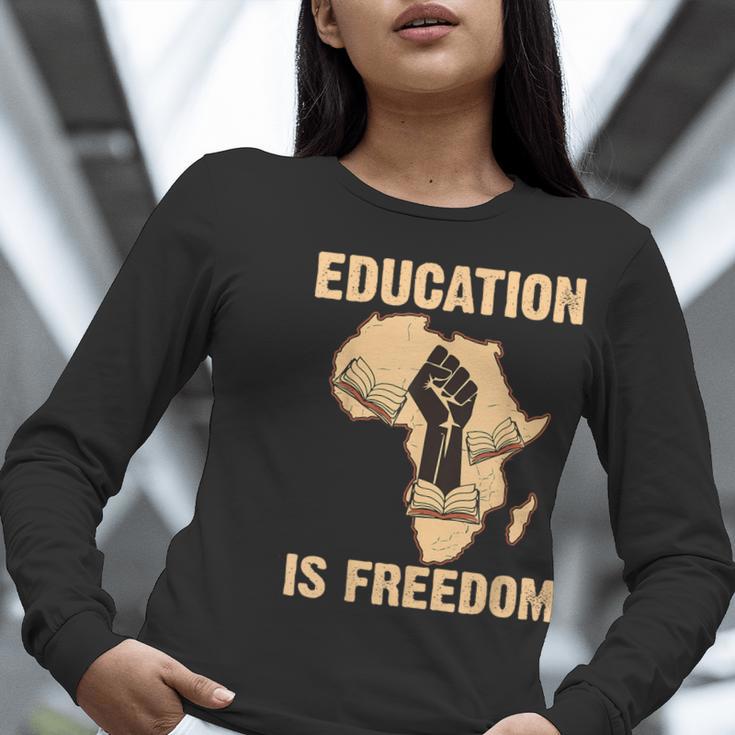 History Education Is Freedom African Map Black Teacher Women Long Sleeve T-Shirt, History Teacher Shirts, funny gift