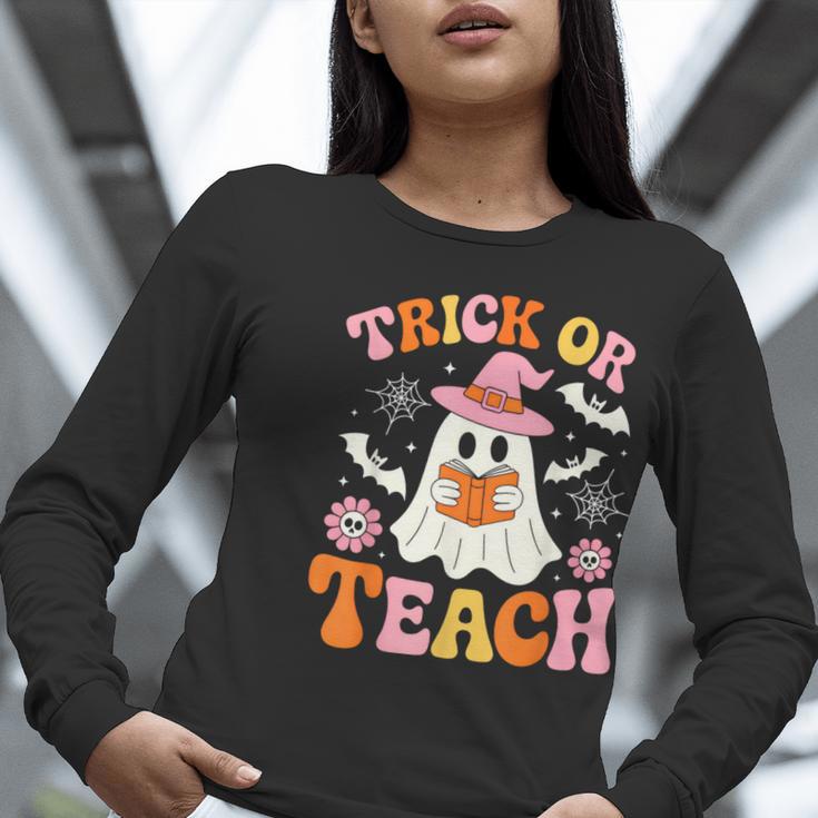 Trick Or Teach Cute Floral Ghost Teacher Halloween Costume Women Long Sleeve T-Shirt, funny gift Trick Or Teach Cute Floral Ghost Teacher Halloween Costume Women Long Sleeve T-Shirt, funny gift