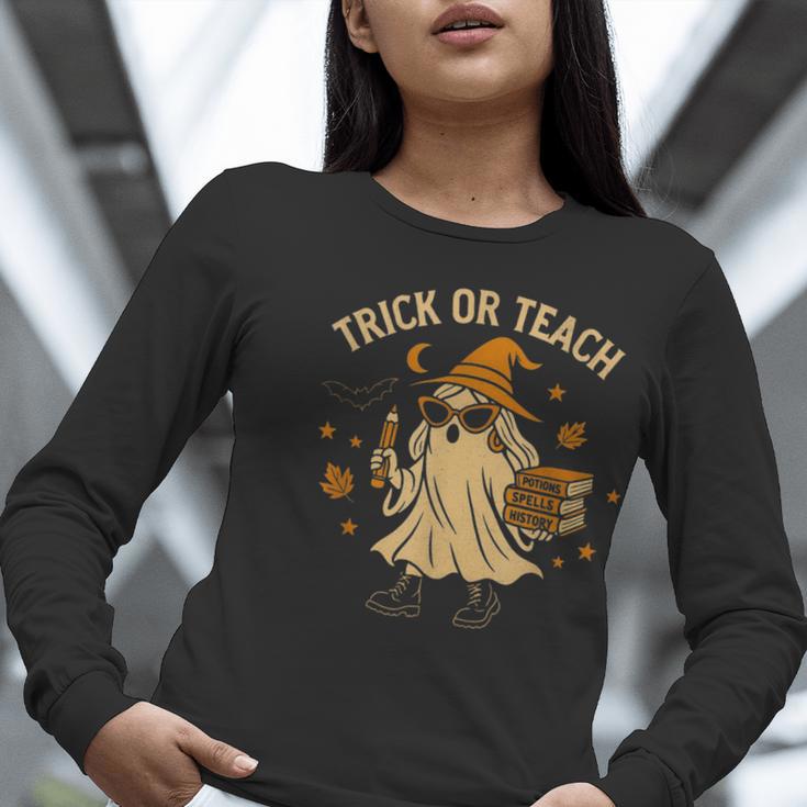 Trick Or Teach Halloween Teacher Women Long Sleeve T-Shirt, funny gift Trick Or Teach Halloween Teacher Women Long Sleeve T-Shirt, funny gift