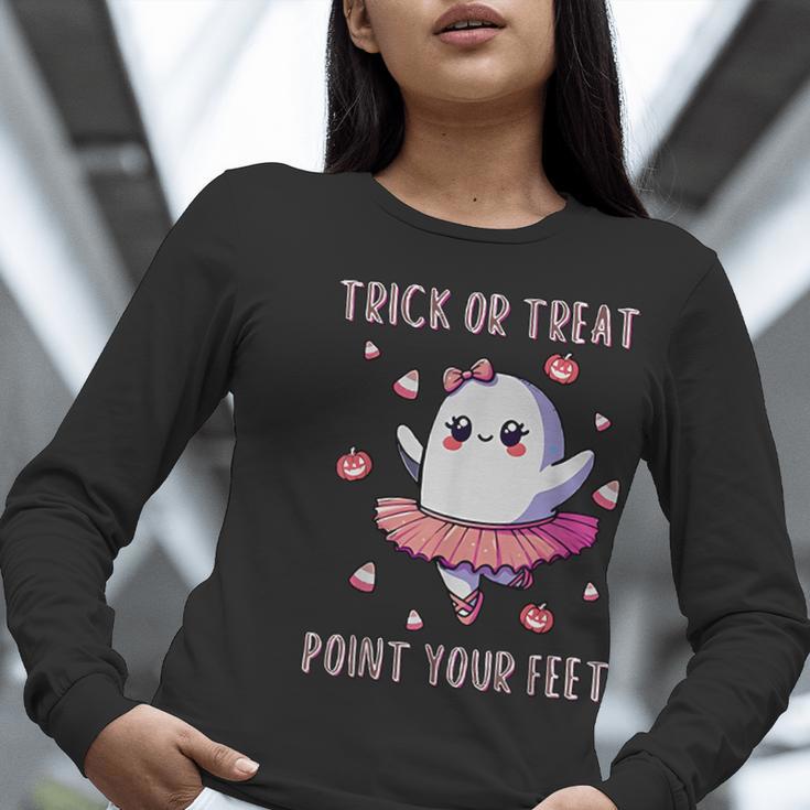 Trick Or Treat Point Your Feet Halloween Ghost Dance Teacher Women Long Sleeve T-Shirt, funny gift Trick Or Treat Point Your Feet Halloween Ghost Dance Teacher Women Long Sleeve T-Shirt, funny gift