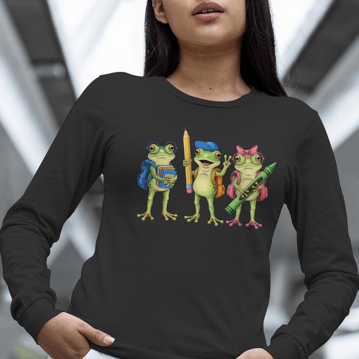Trio Cute Frogs Welcome Back To School Teachers Girls Boys Women Long Sleeve T-Shirt, funny gift Trio Cute Frogs Welcome Back To School Teachers Girls Boys Women Long Sleeve T-Shirt, funny gift