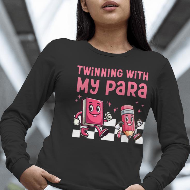 Twinning With My Para Teacher Matching Paraprofessional 70s For Men Women Women Long Sleeve T-Shirt, funny gift
