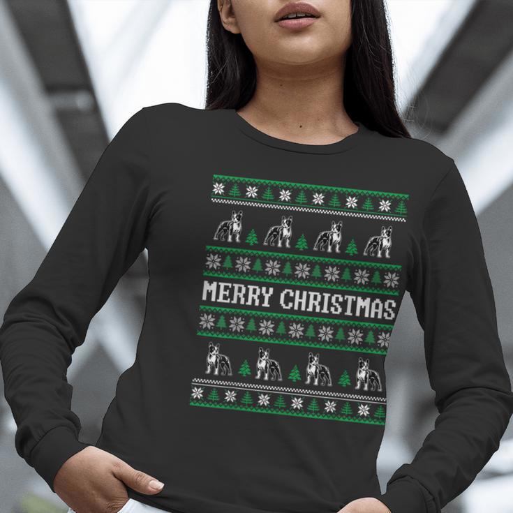Ugly Sweater Boston Terrier Dog Christmas Dog Lover Xmas Men Women Kids Women Long Sleeve T-Shirt, Boston Terrier Christmas Shirts, funny gift