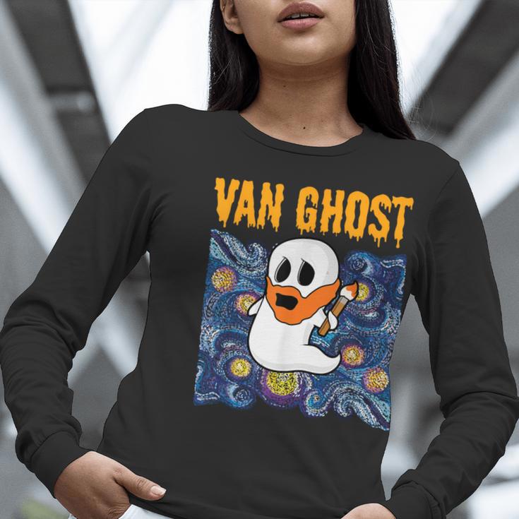 Van Ghost Art Teacher Halloween Van Gogh Starry Night Women Long Sleeve T-Shirt, funny gift