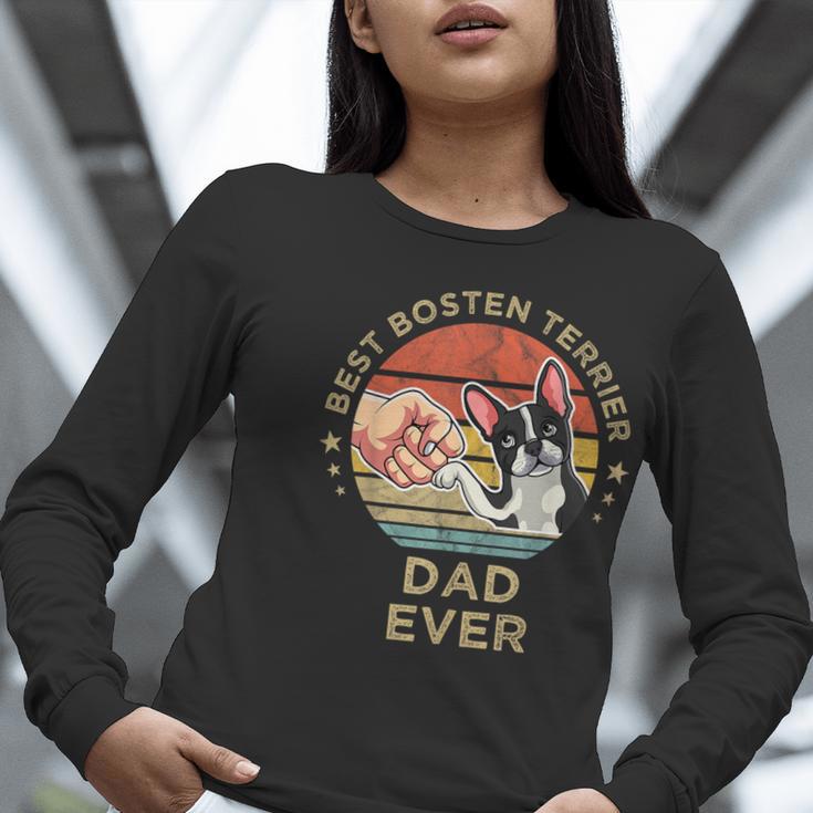 Vintage Best Boston Terrier Dad Ever Dog Father Father's Day Men Girls Kids Women Long Sleeve T-Shirt, Boston Terrier Dad Shirts, funny gift