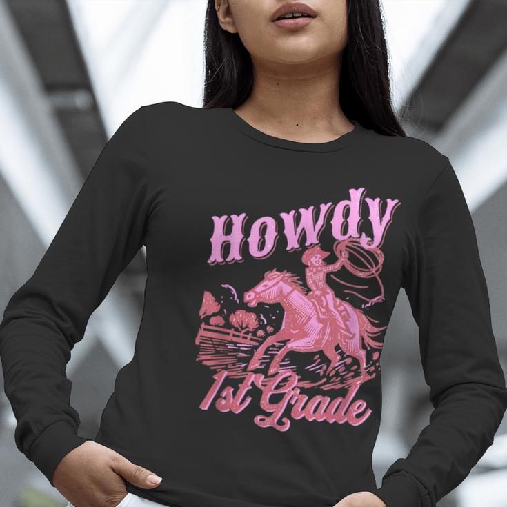 Vintage Howdy First Grade Cowgirl Teacher Western School Women Long Sleeve T-Shirt, First Grade Teacher Shirts, funny gift Vintage Howdy First Grade Cowgirl Teacher Western School Women Long Sleeve T-Shirt, First Grade Teacher Shirts, funny gift