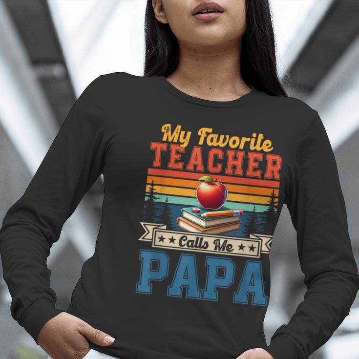 Vintage Retro My Favorite Teacher Calls Me Papa Father's Day Women Long Sleeve T-Shirt, funny gift Vintage Retro My Favorite Teacher Calls Me Papa Father's Day Women Long Sleeve T-Shirt, funny gift