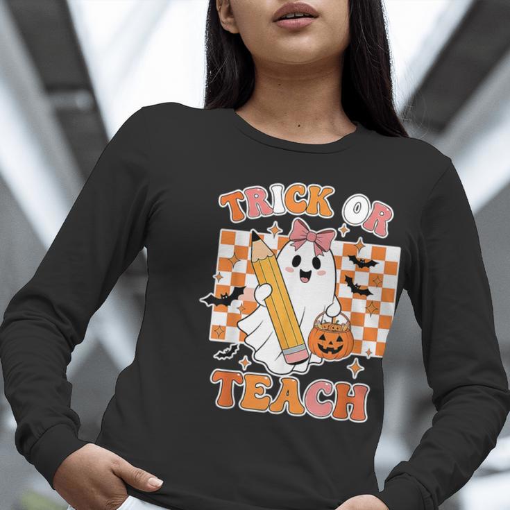 Vintage Teacher Shirt Women Trick Or Teach Halloween Women Long Sleeve T-Shirt, funny gift Vintage Teacher Shirt Women Trick Or Teach Halloween Women Long Sleeve T-Shirt, funny gift