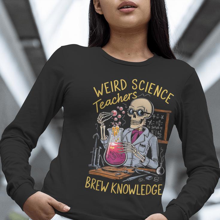Weird Science Skeleton Halloween Teachers Brew Knowledge Women Long Sleeve T-Shirt, Science Teacher Shirts, funny gift Weird Science Skeleton Halloween Teachers Brew Knowledge Women Long Sleeve T-Shirt, Science Teacher Shirts, funny gift