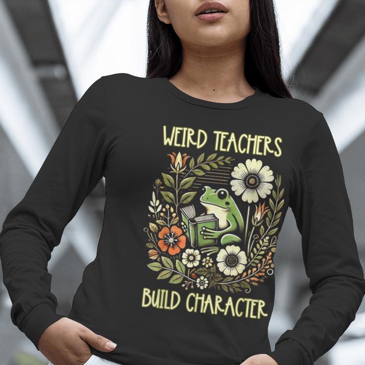 Weird Teachers Build Character Frog Reading Book Librarian Women Long Sleeve T-Shirt, funny gift Weird Teachers Build Character Frog Reading Book Librarian Women Long Sleeve T-Shirt, funny gift