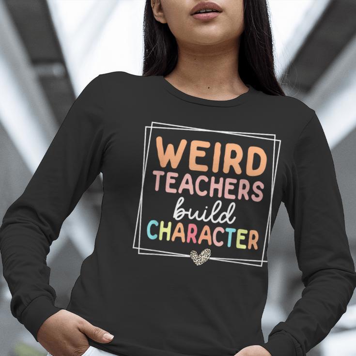 Weird Teachers Build Character Leopard Retro Teacher Women Long Sleeve T-Shirt, funny gift