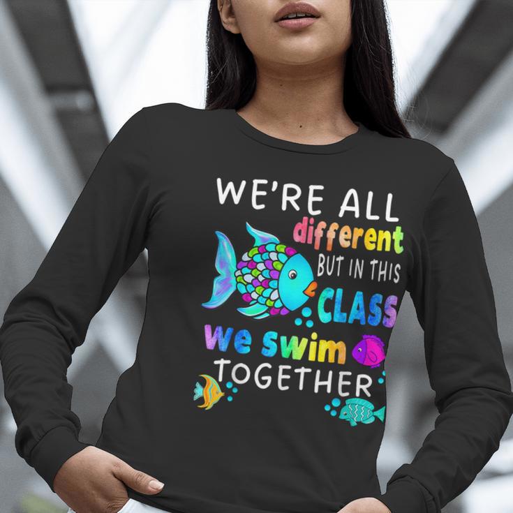We'Re All Different But We Swim Together Elementary Teacher Women Long Sleeve T-Shirt, funny gift
