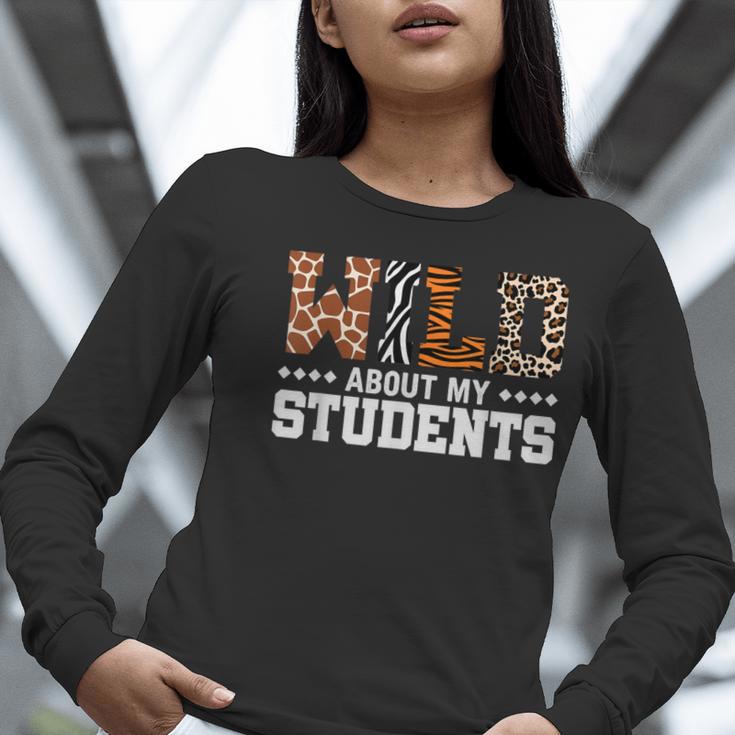 Wild About My Students Shirt Animals Teacher Women Long Sleeve T-Shirt, funny gift