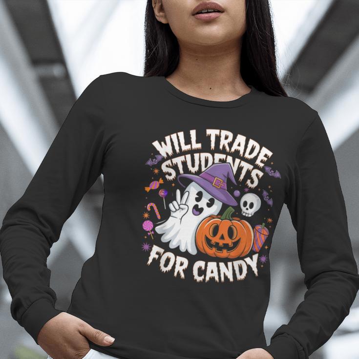 Will Trade Students For Candy Halloween Teacher Women Long Sleeve T-Shirt, funny gift Will Trade Students For Candy Halloween Teacher Women Long Sleeve T-Shirt, funny gift