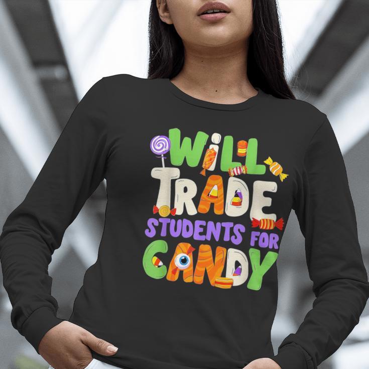 Will Trade Students For Candy Teacher Cute Halloween Costume Women Long Sleeve T-Shirt, funny gift Will Trade Students For Candy Teacher Cute Halloween Costume Women Long Sleeve T-Shirt, funny gift