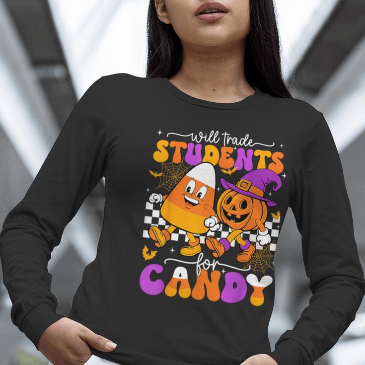 Will Trade Students For Candy Teacher Halloween Women Long Sleeve T-Shirt, funny gift Will Trade Students For Candy Teacher Halloween Women Long Sleeve T-Shirt, funny gift