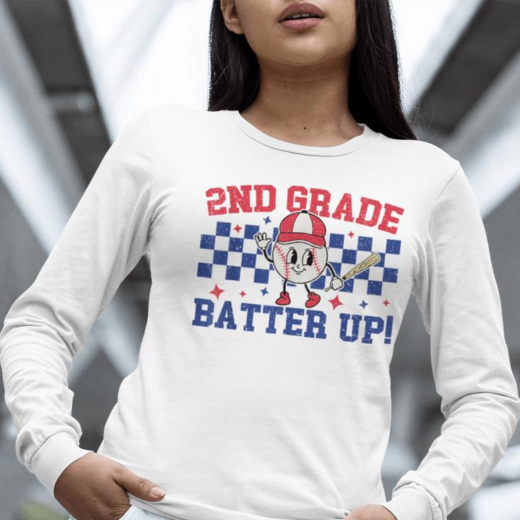 2nd Grade Batter Up Back To School Baseball Teacher Kids Women Long Sleeve T-Shirt, 2nd Grade Teacher Shirts, funny gift