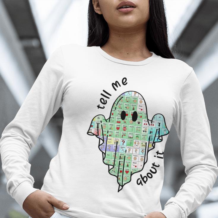 AAC Ghost Tell Me About It Speech Pathology AAC Sped Teacher Women Long Sleeve T-Shirt, funny gift