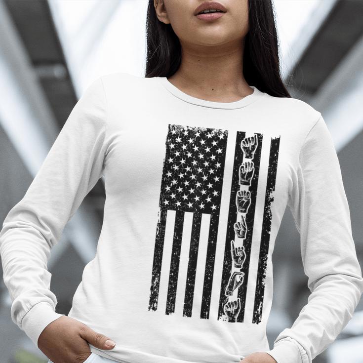 ASL Flag Sign Language Deaf ASL Teacher For Men Women Women Long Sleeve T-Shirt, funny gift ASL Flag Sign Language Deaf ASL Teacher For Men Women Women Long Sleeve T-Shirt, funny gift