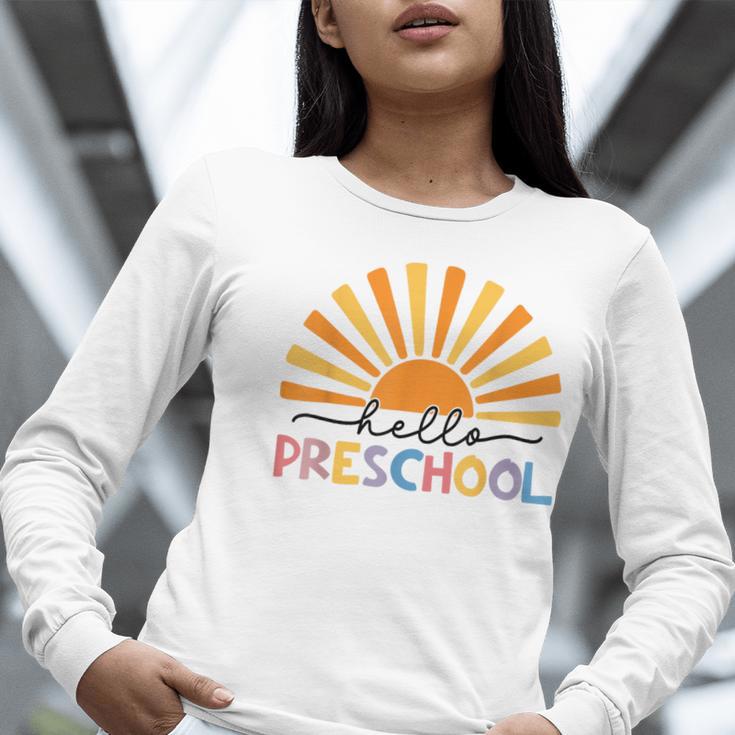 Back To School Hello Preschool For Kids Teacher Women Women Long Sleeve T-Shirt, funny gift Back To School Hello Preschool For Kids Teacher Women Women Long Sleeve T-Shirt, funny gift