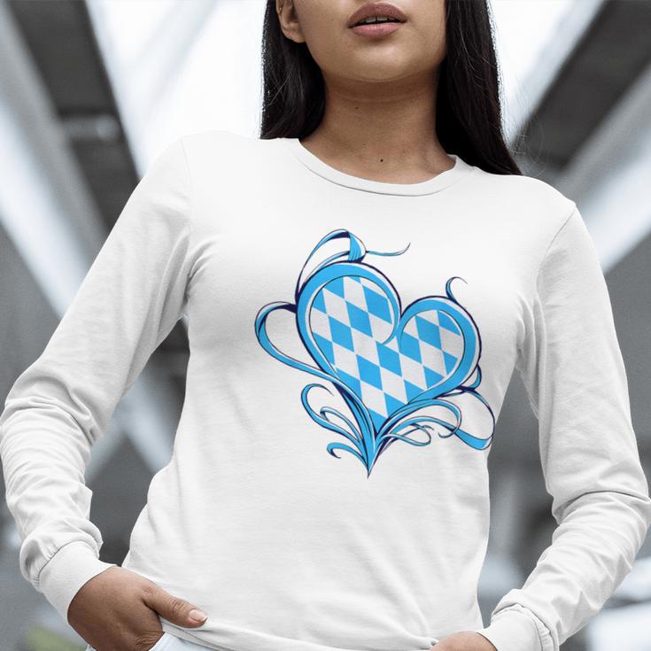 Bavarian Flag As Heart Blue Diamond Bavaria Women Long Sleeve T-Shirt, funny gift