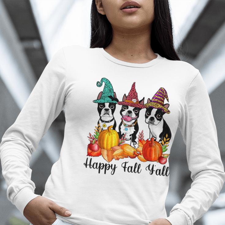 Boston Terrier Dog Lover Fall Ya'Ll Halloween Costume Men Women Women Long Sleeve T-Shirt, Boston Terrier Halloween Shirts, funny gift