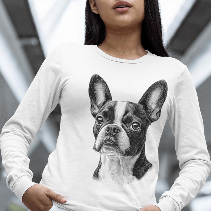 Boston Terrier Dog Motif Pet Illustration Boston Terrier For Men Women Kids Women Long Sleeve T-Shirt, funny gift