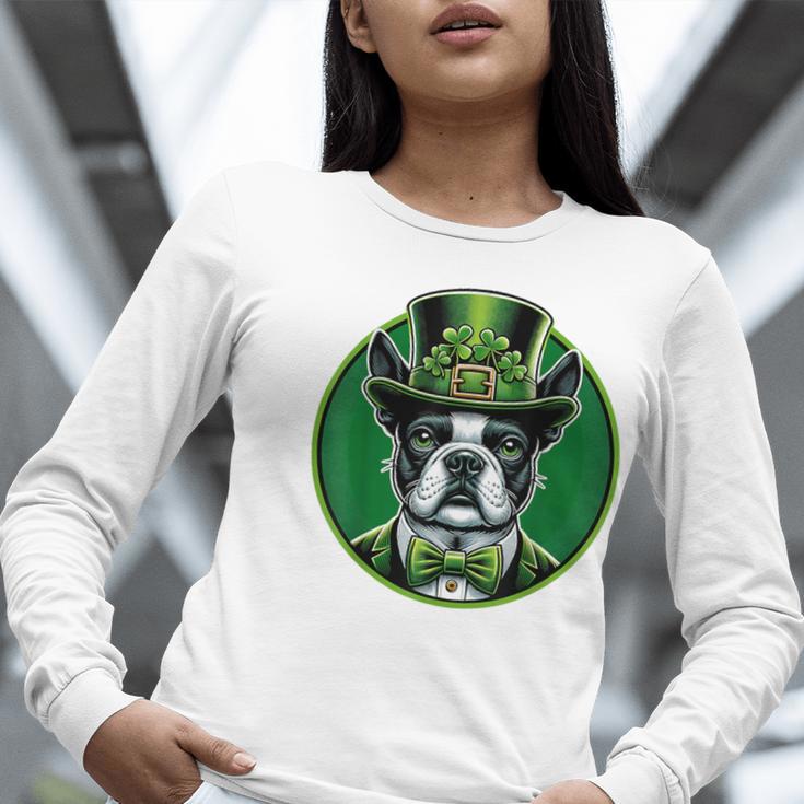 Boston Terrier Dog St Patricks Day Irish Pet Lover Men Women Kids Women Long Sleeve T-Shirt, funny gift