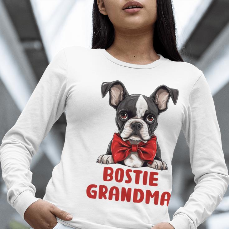 Boston Terrier Grandma Dog Lovers Puppy Bostie Owner Women Long Sleeve T-Shirt, funny gift