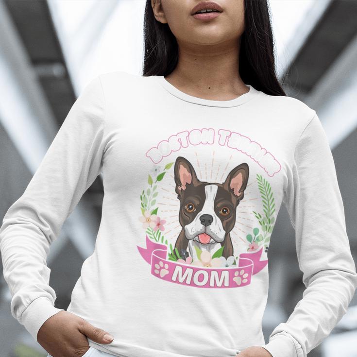 Boston Terrier Mom Mother's Day Women Long Sleeve T-Shirt, Boston Terrier Mom Shirts, funny gift