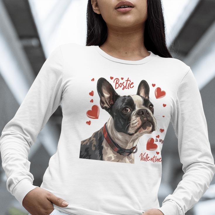 Boston Terrier Is My Valentine Cute Pet Dog Owner Valentine Women Long Sleeve T-Shirt, funny gift