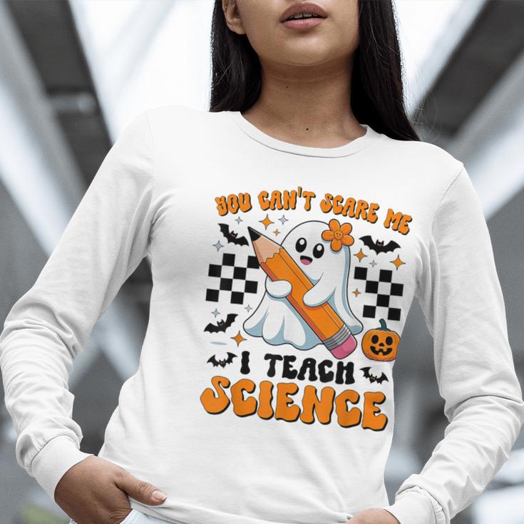 You Can't Scare Me I Teach Science Retro Teacher Halloween Women Long Sleeve T-Shirt, Science Teacher Shirts, funny gift