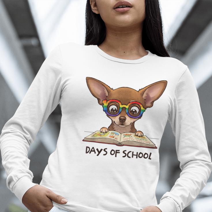 Chihuahua 100 Days Of School Rainbow Glasses Teacher Women Long Sleeve T-Shirt, funny gift Chihuahua 100 Days Of School Rainbow Glasses Teacher Women Long Sleeve T-Shirt, funny gift