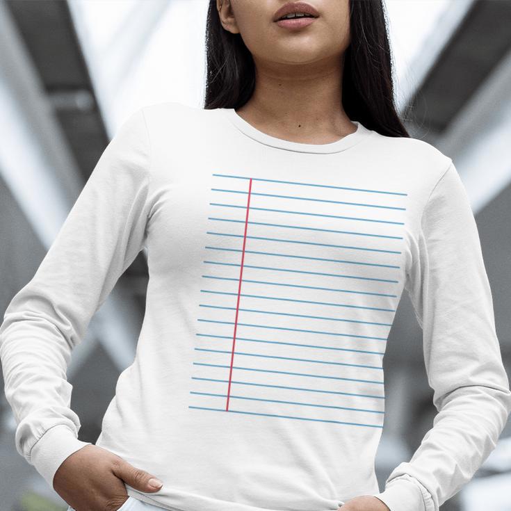 College Ruled Lined Paper Student Teacher Professor Costume Women Long Sleeve T-Shirt, funny gift
