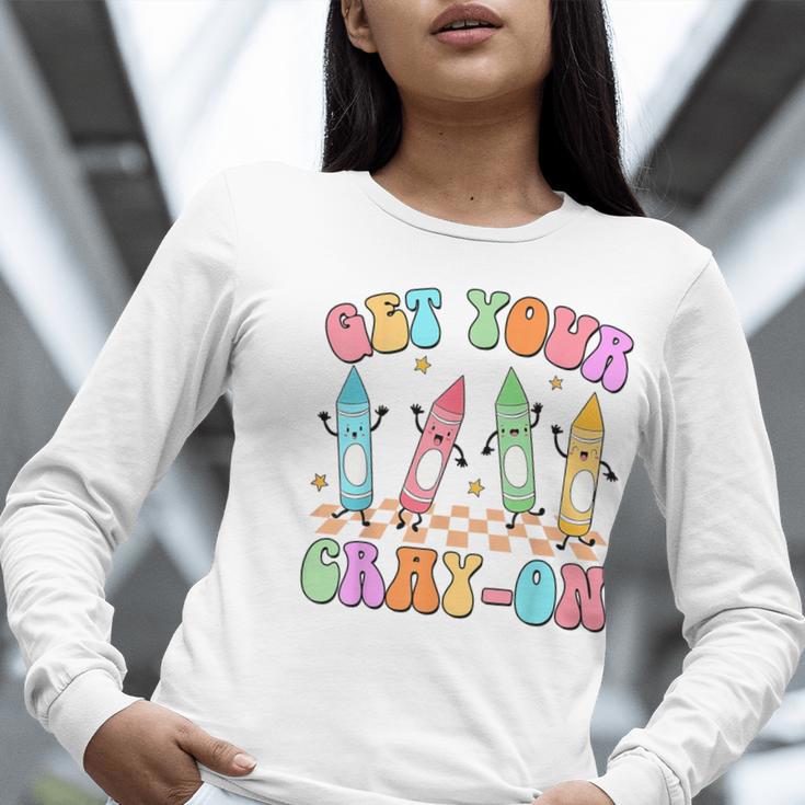 Get Your Cray-On Preschool Teacher Kindergarten Teacher Women Long Sleeve T-Shirt, funny gift Get Your Cray-On Preschool Teacher Kindergarten Teacher Women Long Sleeve T-Shirt, funny gift