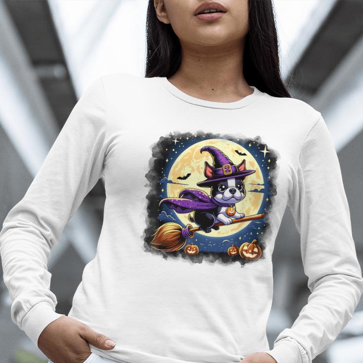 Cute Boston Terrier Halloween Costume Dog Lover Women Girls Women Long Sleeve T-Shirt, Boston Terrier Halloween Shirts, funny gift