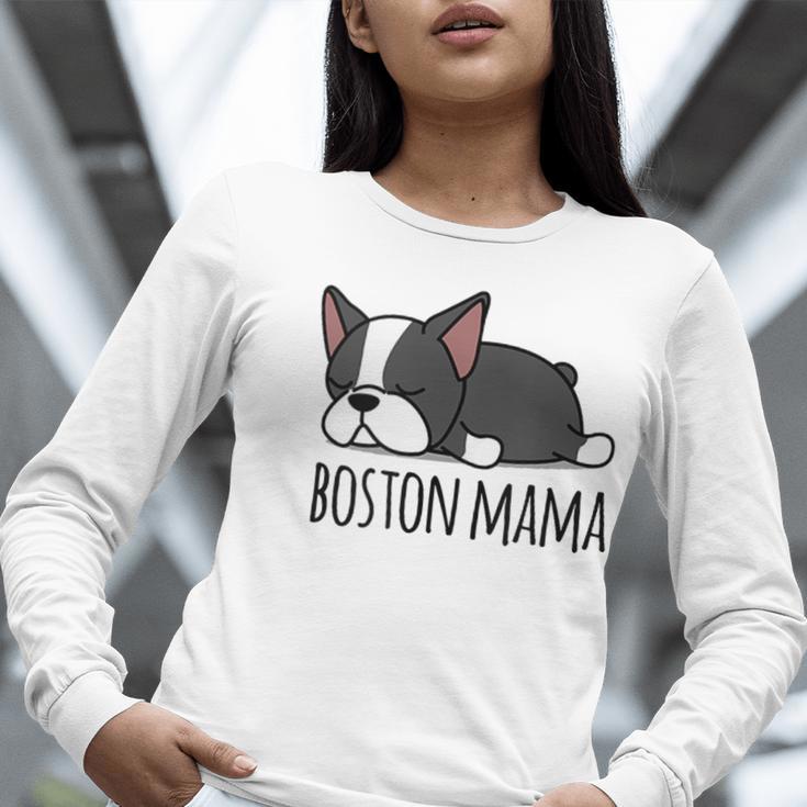Cute Boston Terrier Boston Mama Women Long Sleeve T-Shirt, funny gift