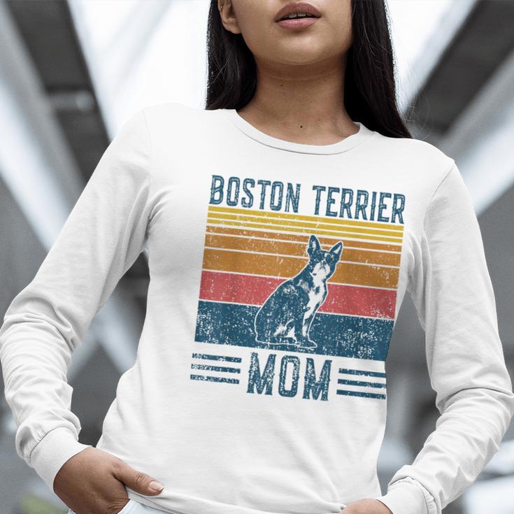 Dog Boston Terrier Mom Vintage Boston Terrier Mom Women Long Sleeve T-Shirt, Boston Terrier Mom Shirts, funny gift