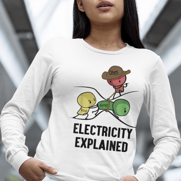 Electricity Explained Physics Nerd I Teacher School Women Long Sleeve T-Shirt, funny gift