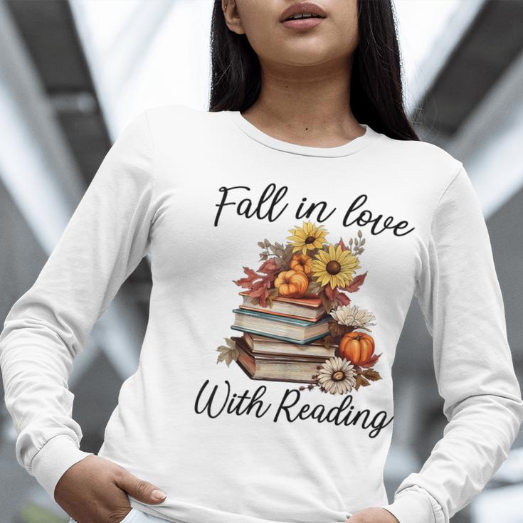 Fall In Love With Reading Book Autumn Teachers Pumpkins Women Long Sleeve T-Shirt, funny gift Fall In Love With Reading Book Autumn Teachers Pumpkins Women Long Sleeve T-Shirt, funny gift