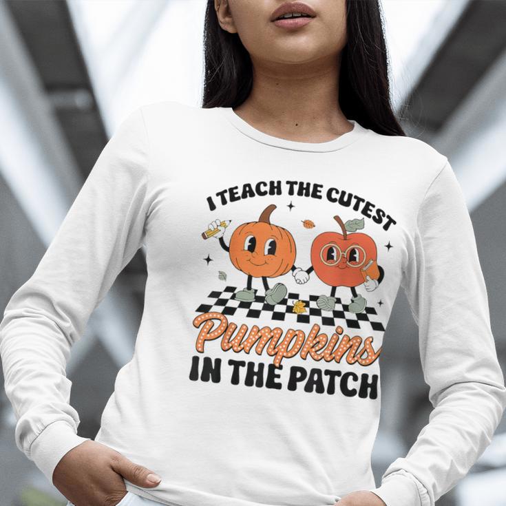 Groovy I Teach The Cutest Pumpkins In The Patch For Teacher Women Long Sleeve T-Shirt, Groovy Teacher Shirts, funny gift Groovy I Teach The Cutest Pumpkins In The Patch For Teacher Women Long Sleeve T-Shirt, Groovy Teacher Shirts, funny gift