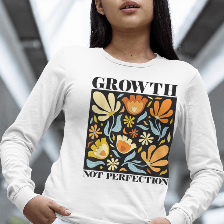 Growth Not Perfection Abstract Florals SPED Teacher Women Long Sleeve T-Shirt, funny gift