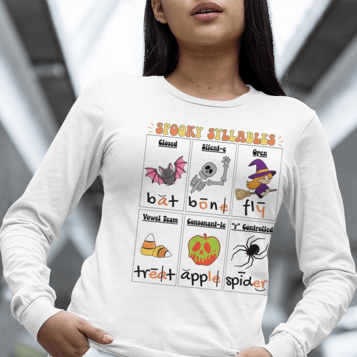 Halloween Reading Spooky Syllables Teacher Vintage Women Long Sleeve T-Shirt, funny gift Halloween Reading Spooky Syllables Teacher Vintage Women Long Sleeve T-Shirt, funny gift